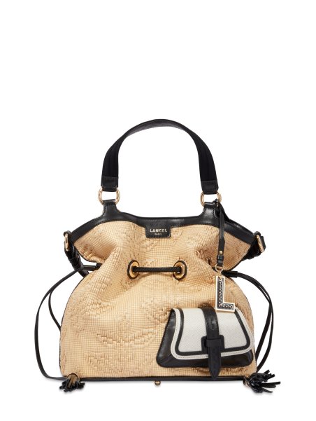 Lancel A12798 - RAPHIA/CUIR - NOIR lancel-premier flirt- sac seau m Sacs à mains