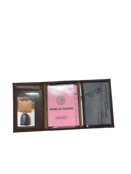 Frandi 222/23 RFID - VEAU - CHOCOLAT frandi - veau - porte cartes identité 3 volets porte cartes
