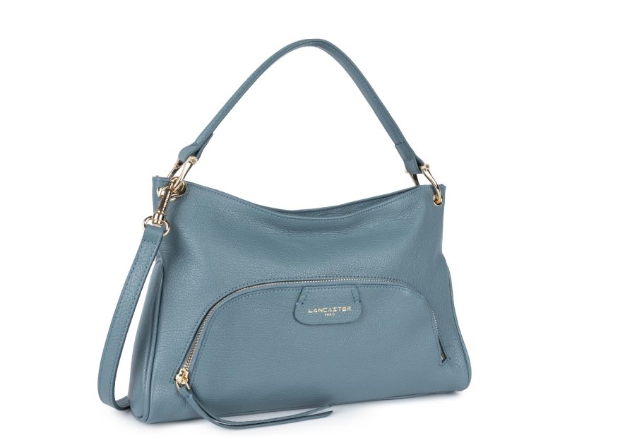 Lancaster 529-86 - CUIR DE VACHETTE - BLEU dune - sac besace carré Sacs à mains