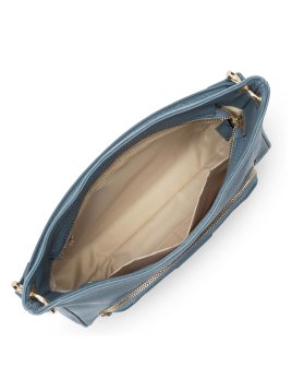 Lancaster 529-86 - CUIR DE VACHETTE - BLEU dune - sac besace carré Sacs à mains