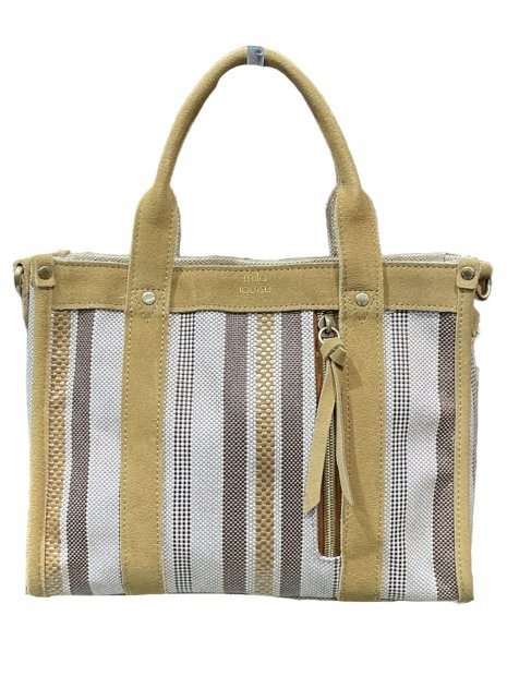 Mila Louise PRUDEA RAY - TOILE/CUIR - GOLD mila louise-prudea ray-cabas pm sacs-a-mains