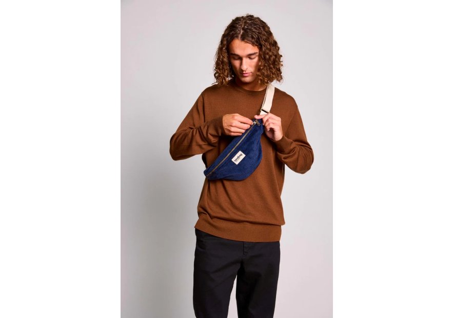 hindbag OLIVIA - COTON BIO - VELOUR MARI sac banane hindbag olivia Sacs à mains