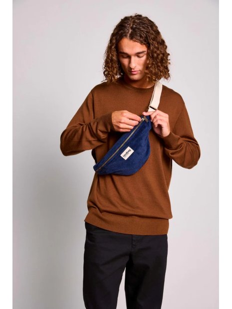 hindbag OLIVIA - COTON BIO - VELOUR MARI sac banane hindbag olivia sacs-a-mains