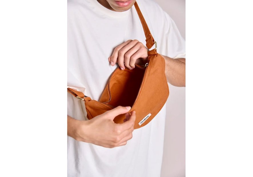 hindbag ANDREA - COTON BIO - SIENNE sac bandoulière demi lune andrea hindbag Sacs à mains