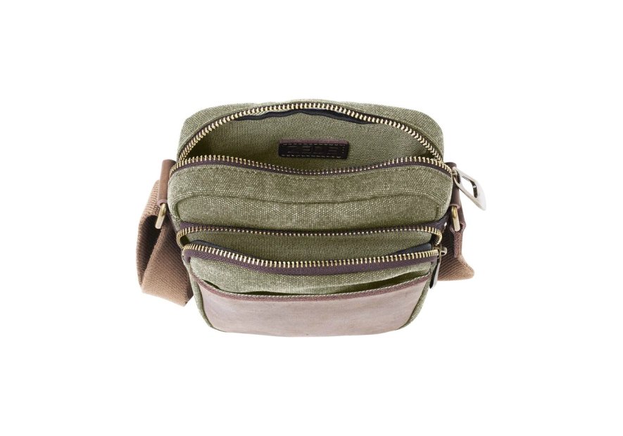 zede 85275 - COTON ET CUIR - OLIVE sac zip haut petit chatelet Loisirs