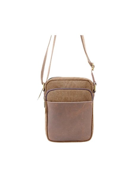 zede 85275 - COTON ET CUIR - CAMEL sac zip haut petit chatelet Loisirs