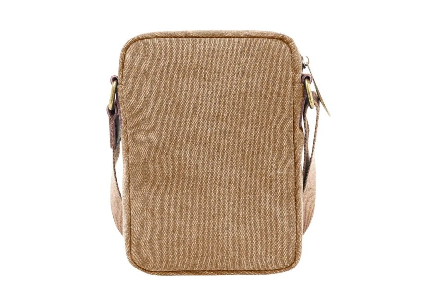 zede 85275 - COTON ET CUIR - CAMEL sac zip haut petit chatelet Loisirs