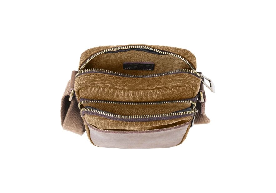 zede 85275 - COTON ET CUIR - CAMEL sac zip haut petit chatelet Loisirs