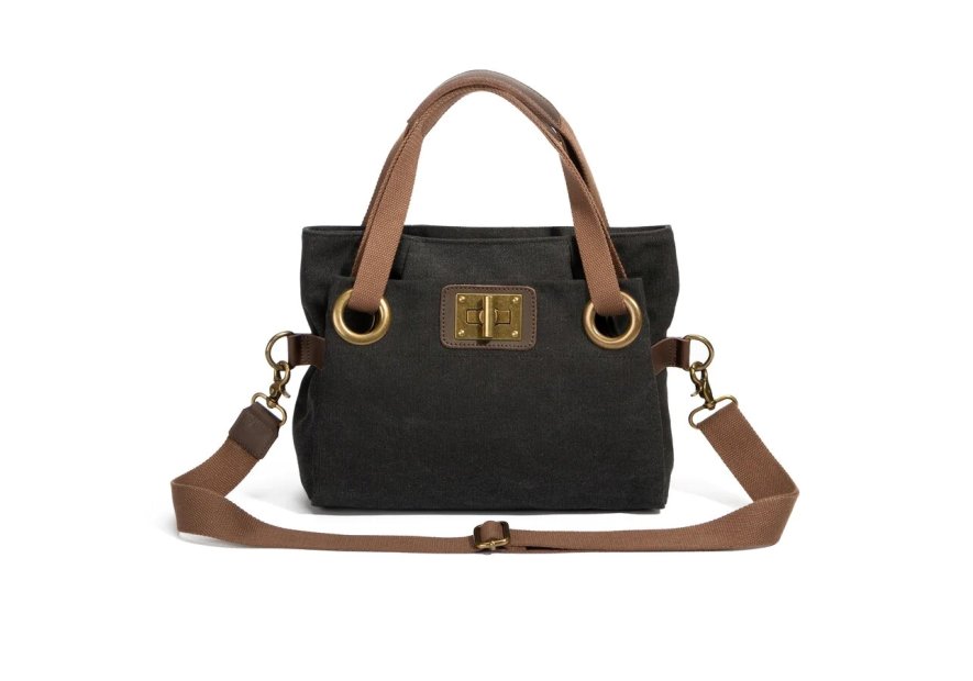 zede W2033P - COTON ET CUIR - NOIR sac porté main pont des arts Loisirs