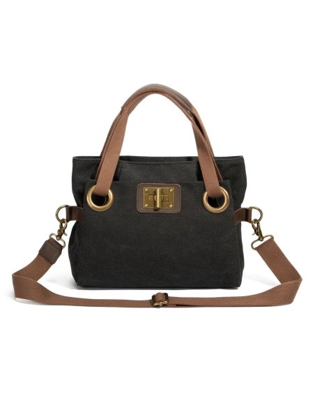 zede W2033P - COTON ET CUIR - NOIR sac porté main pont des arts Loisirs