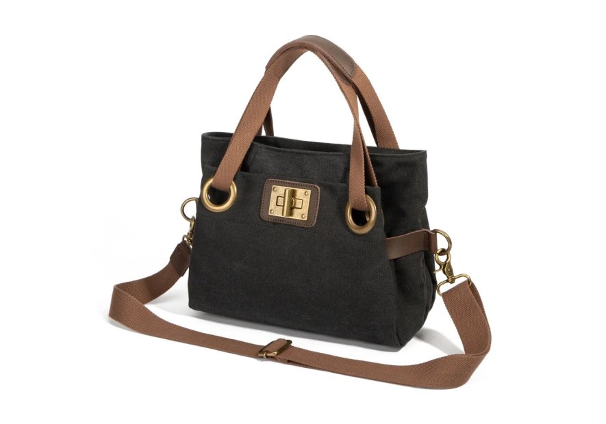 zede W2033P - COTON ET CUIR - NOIR sac porté main pont des arts Loisirs