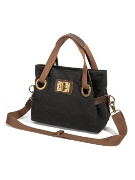 zede W2033P - COTON ET CUIR - NOIR sac porté main pont des arts Loisirs