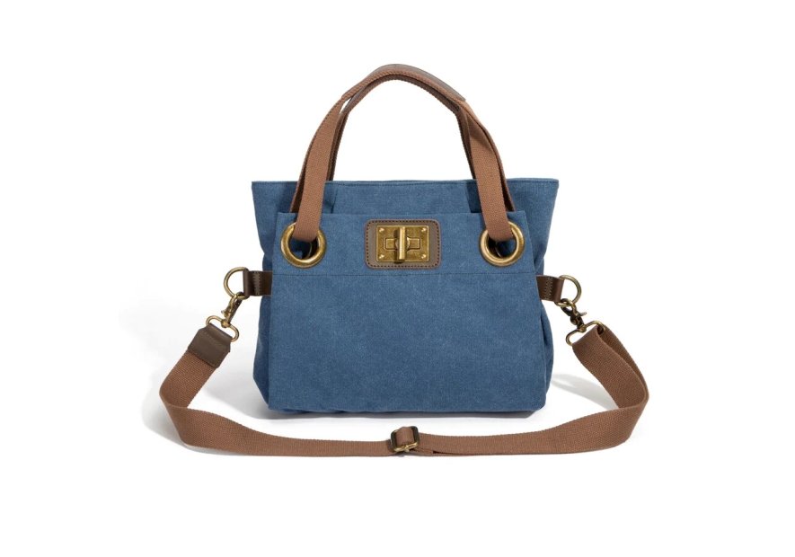 zede W2033P - COTON ET CUIR - BLEU JE sac porté main pont des arts Loisirs