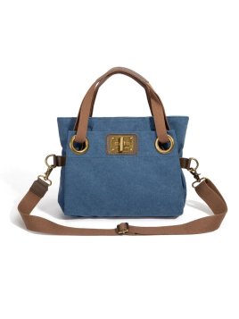 zede W2033P - COTON ET CUIR - BLEU JE sac porté main pont des arts Loisirs