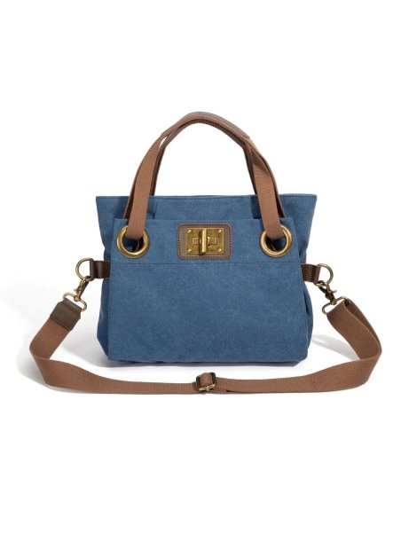 zede W2033P - COTON ET CUIR - BLEU JE sac porté main pont des arts Loisirs