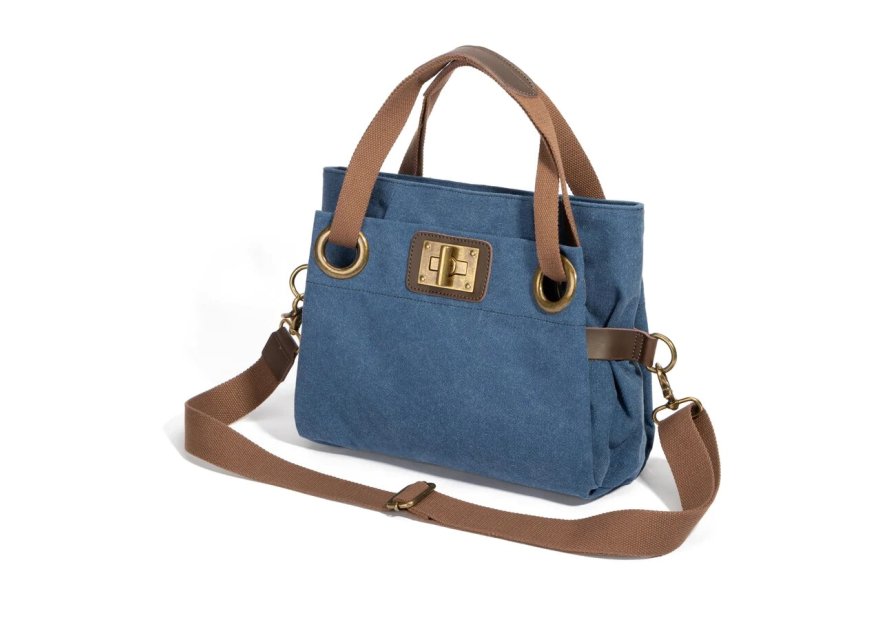zede W2033P - COTON ET CUIR - BLEU JE sac porté main pont des arts Loisirs