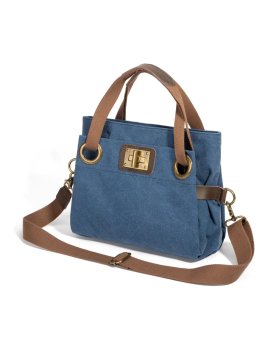zede W2033P - COTON ET CUIR - BLEU JE sac porté main pont des arts Loisirs