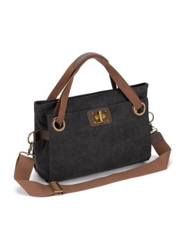 zede W2033M - COTON ET CUIR - NOIR sac porté main pont des arts m Loisirs