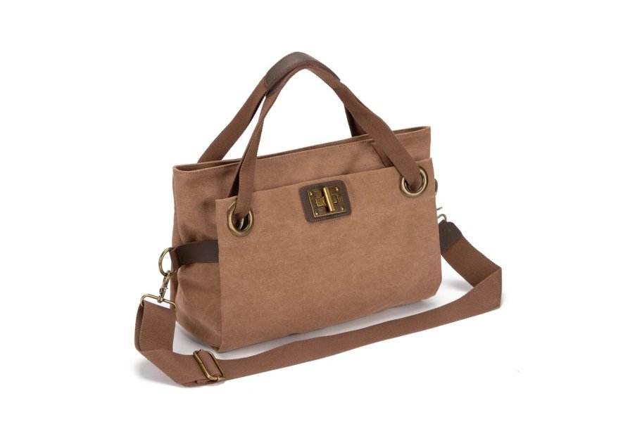 zede W2033M - COTON ET CUIR - CAMEL sac porté main pont des arts m Loisirs