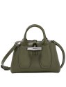 Longchamp 10057/HCL - CUIR DE VEAU - KAKI porté travers xs roseau box sacs-a-mains