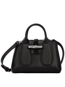 Longchamp 10057/HCL - CUIR DE VEAU - NOIR porté travers xs roseau box Sacs à mains