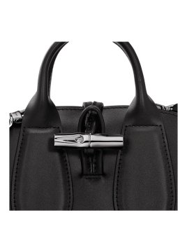 Longchamp 10057/HCL - CUIR DE VEAU - NOIR porté travers xs roseau box Sacs à mains