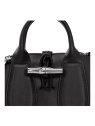 Longchamp 10057/HCL - CUIR DE VEAU - NOIR porté travers xs roseau box sacs-a-mains