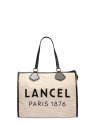 Lancel A13310 - TOILE ET CUIR - NOIR cabas en toile sac-a-main-shopping-toile-ou-cuir