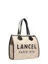 Lancel A13310 - TOILE ET CUIR - NOIR cabas en toile sac-a-main-shopping-toile-ou-cuir