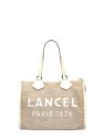 Lancel A13310 - TOILE ET CUIR - NATUREL cabas en toile sac-a-main-shopping-toile-ou-cuir