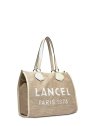 Lancel A13310 - TOILE ET CUIR - NATUREL cabas en toile sac-a-main-shopping-toile-ou-cuir