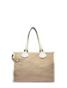Lancel A13310 - TOILE ET CUIR - NATUREL cabas en toile sac-a-main-shopping-toile-ou-cuir