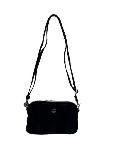 Mila Louise TROTTY VFR - TOILE/CUIR - NOIR mini sac mila louise trotty vfr velours sacs-a-mains