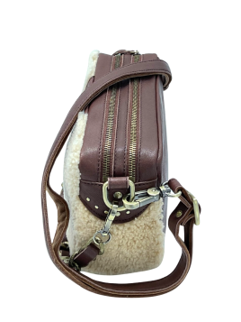 Mila Louise MAMA T - LAINE/CUIR - OCRE sac trotteur shearling mama Sacs à mains
