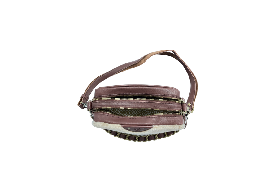 Mila Louise MAMA T - LAINE/CUIR - OCRE sac trotteur shearling mama Sacs à mains