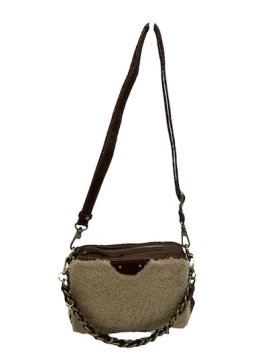 Mila Louise MAMA T - LAINE/CUIR - NUDE COGNA sac trotteur shearling mama Sacs à mains