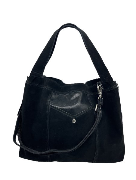 Mila Louise SHELL V - CUIR DE VACHETTE - NOI sac shopping porté épaule shopping