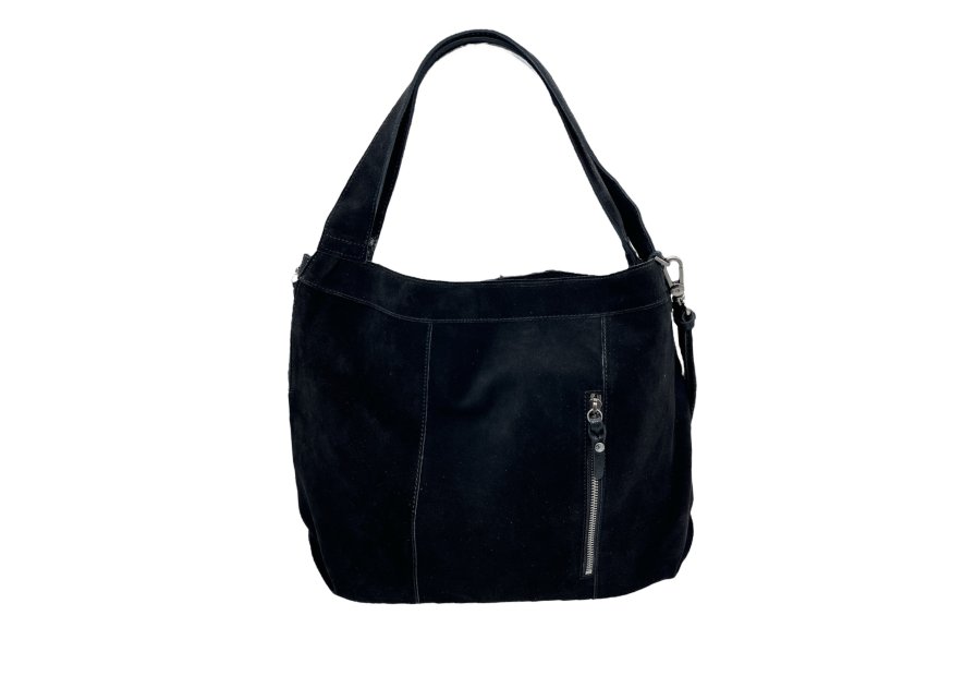 Mila Louise SHELL V - CUIR DE VACHETTE - NOI sac shopping porté épaule shopping