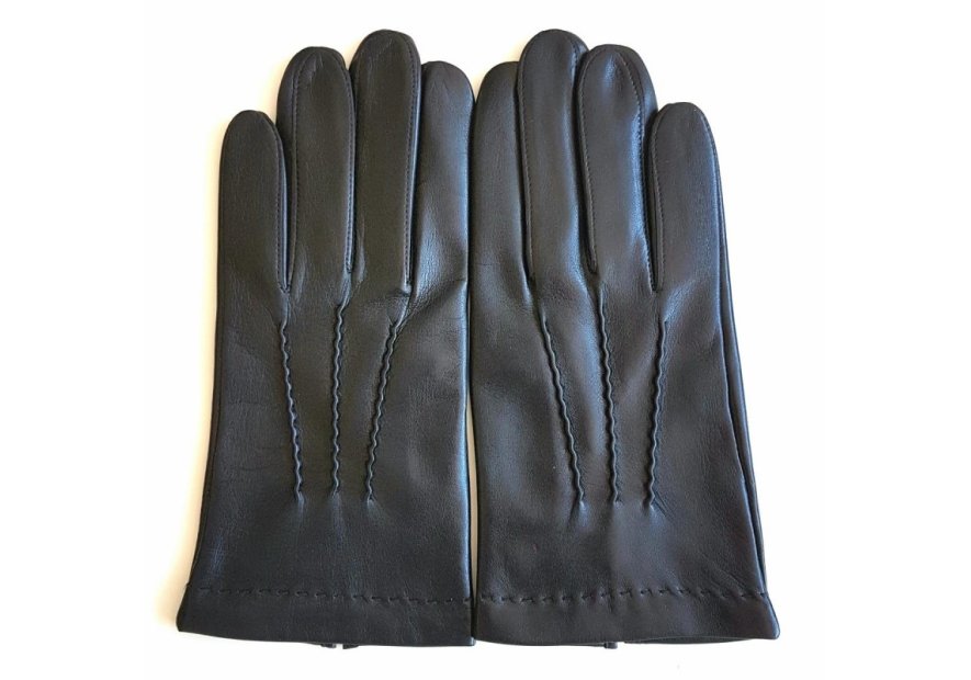 Poujade P60DS/TACTIL - AGNEAU - NOIR gants homme baguette soie henri gants homme