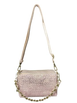 Mila Louise MAMA W - CUIR DE VACHETTE - ROSÉ trotteur double zip tressé mama w de mila louise Sacs à mains