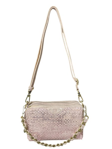 Mila Louise MAMA W - CUIR DE VACHETTE - ROSÉ trotteur double zip tressé mama w de mila louise Sacs à mains