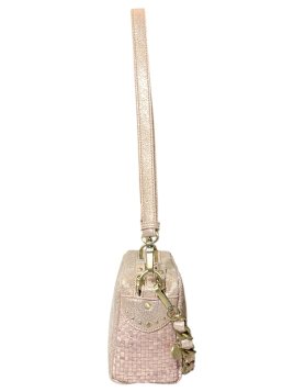 Mila Louise MAMA W - CUIR DE VACHETTE - ROSÉ trotteur double zip tressé mama w de mila louise Sacs à mains