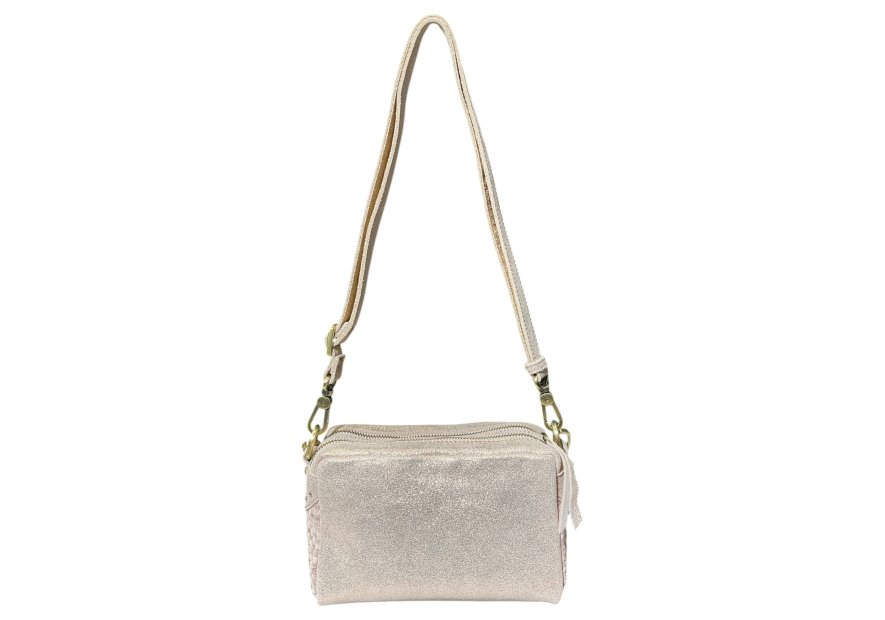 Mila Louise MAMA W - CUIR DE VACHETTE - ROSÉ trotteur double zip tressé mama w de mila louise Sacs à mains