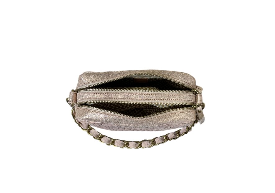 Mila Louise MAMA W - CUIR DE VACHETTE - ROSÉ trotteur double zip tressé mama w de mila louise Sacs à mains