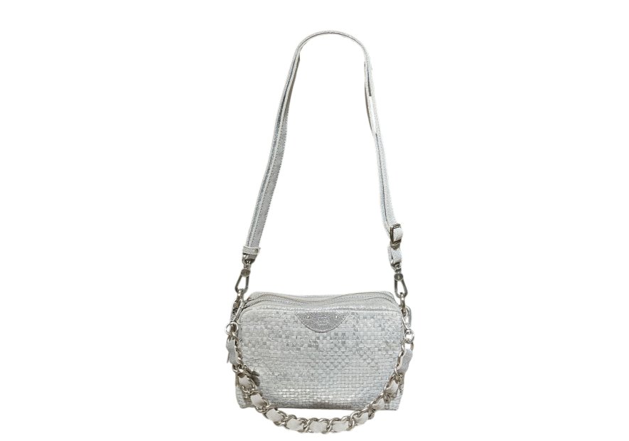 Mila Louise MAMA W - CUIR DE VACHETTE - SILV trotteur double zip tressé mama w de mila louise Sacs à mains