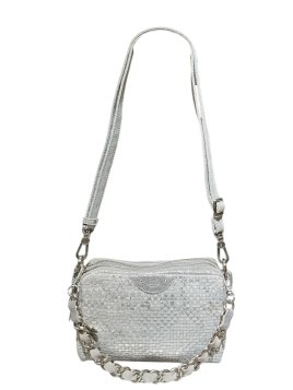 Mila Louise MAMA W - CUIR DE VACHETTE - SILV trotteur double zip tressé mama w de mila louise Sacs à mains