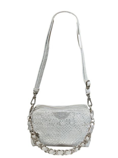 Mila Louise MAMA W - CUIR DE VACHETTE - SILV trotteur double zip tressé mama w de mila louise sacs-a-mains