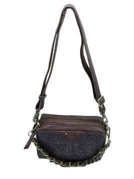 Mila Louise MAMA W - CUIR DE VACHETTE - AUBU trotteur double zip tressé mama w de mila louise Sacs à mains