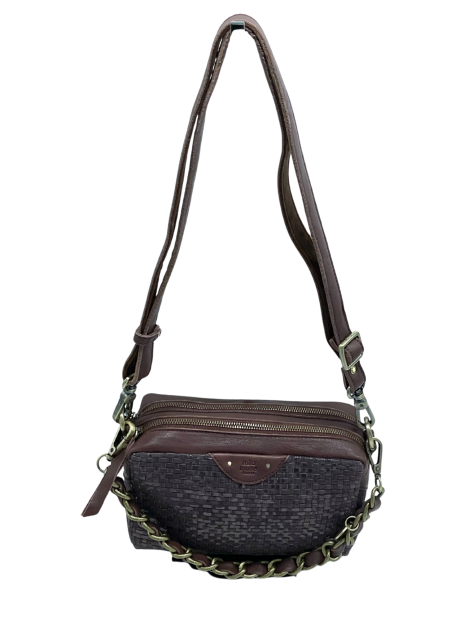 Mila Louise MAMA W - CUIR DE VACHETTE - AUBU trotteur double zip tressé mama w de mila louise sacs-a-mains