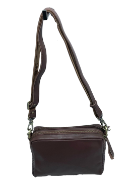 Mila Louise MAMA W - CUIR DE VACHETTE - AUBU trotteur double zip tressé mama w de mila louise Sacs à mains